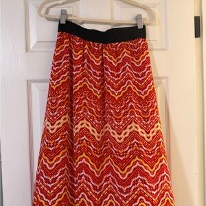 LuLaRoe Red and Yellow Chevron A-Line Skirt